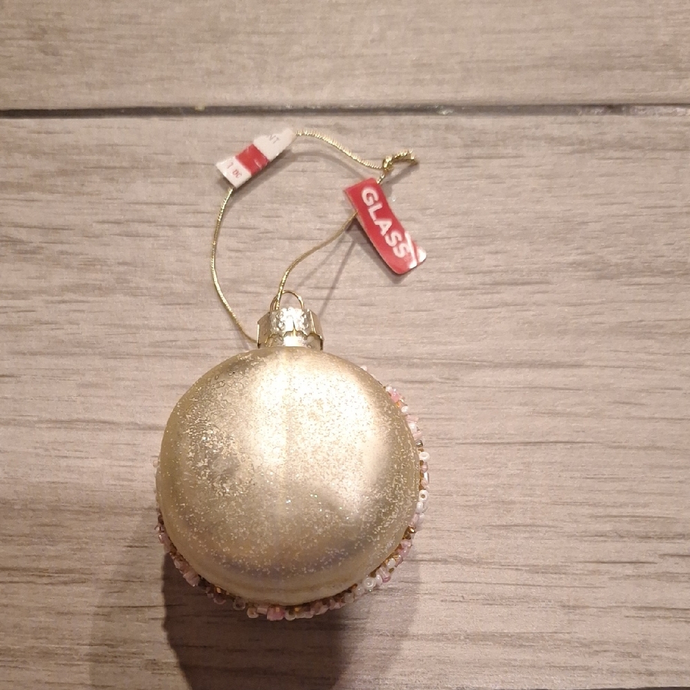 🍁Gold Macaroon Beaded Glass Ornament💘